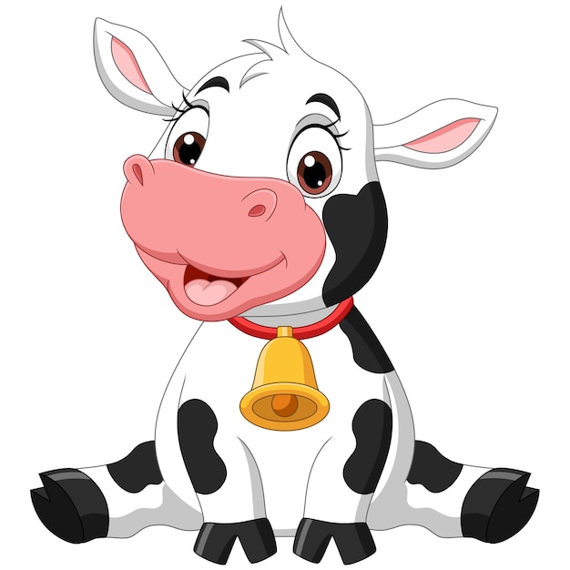 Vecteur dessin animé mignon bébé vache assis