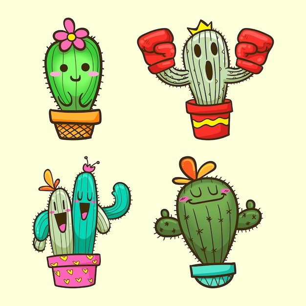 Vecteur dessin animé mignon de cactus