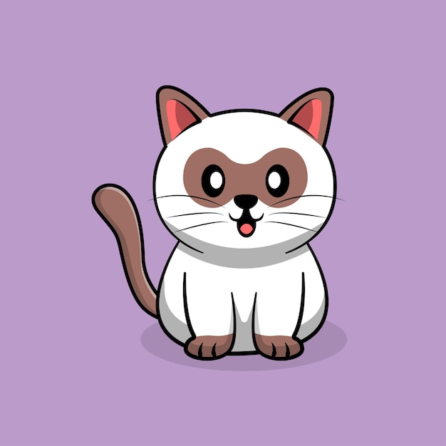 Dessin animé mignon chat blanc isolé sur violet