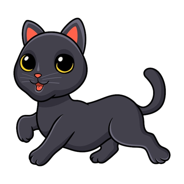 Dessin Animé Mignon Chat Bombay Posant