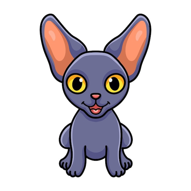 Dessin Animé Mignon Chat Peterbald Assis