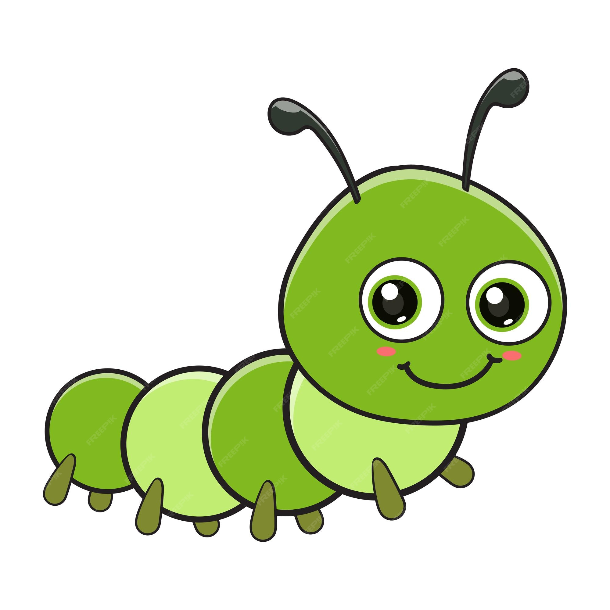 dessin-anim-mignon-chenille-vecteur-premium