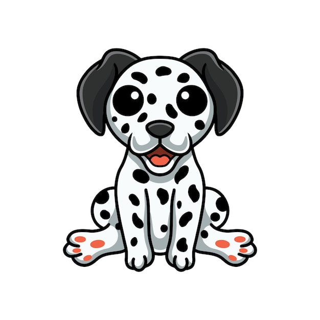 Dessin Animé Mignon Chien Dalmatien Assis