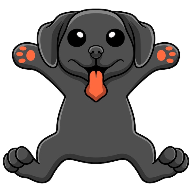 Dessin Animé Mignon Chien Labrador Noir Posant