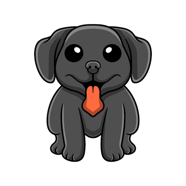 Dessin Animé Mignon Chien Labrador Noir