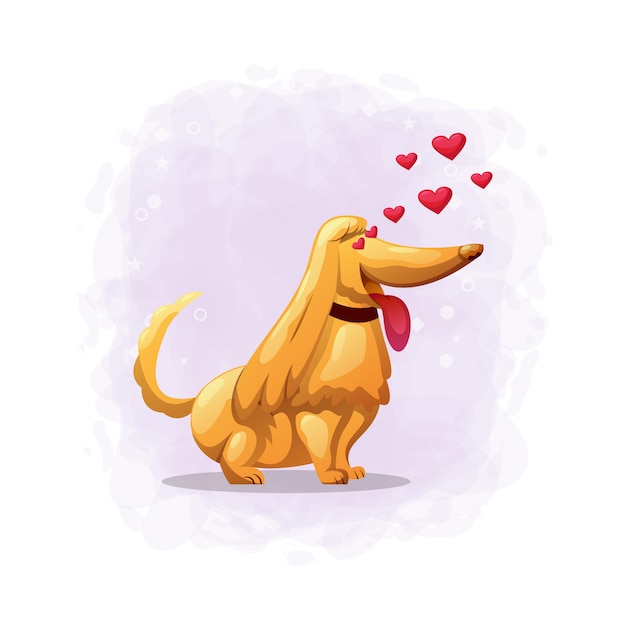 Vecteur dessin animé mignon chien tomber amoureux illustration