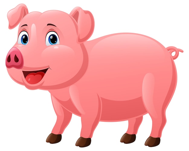 Vecteur dessin animé mignon de cochon sur fond blanc