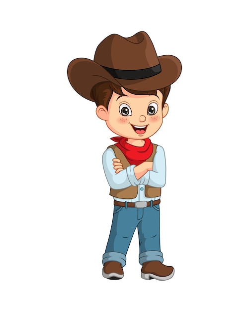 Dessin Animé, De, Mignon, A, Cowboy, Garçon