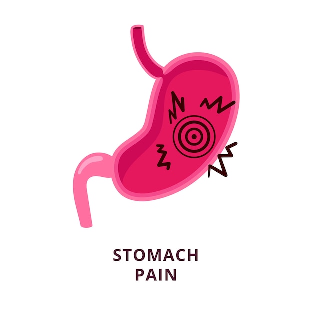 Dessin Animé Mignon Crampe D'estomac Douleur Mal Maladie Soins De Santé Maladie Médicale Diagnostiquer Illustration