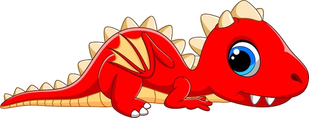Vecteur dessin animé mignon dragon rouge