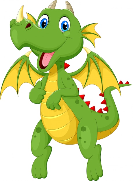 Dessin animé mignon dragon vert