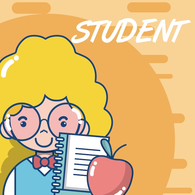 Dessin Animé Mignon étudiant Fille