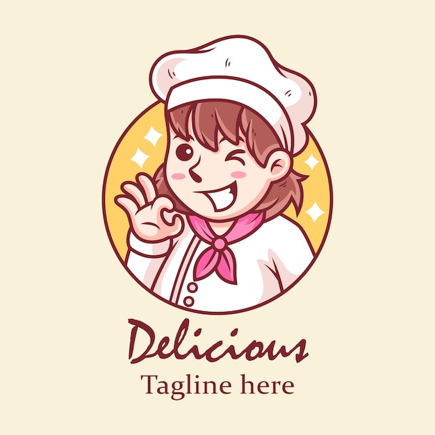 Dessin Animé Mignon Fille Chef