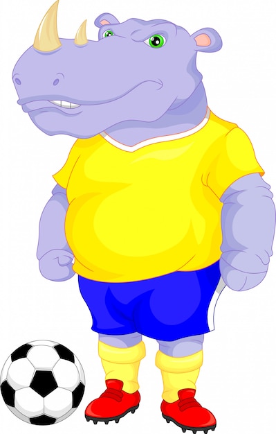 Dessin Animé Mignon De Football De Rhinocéros