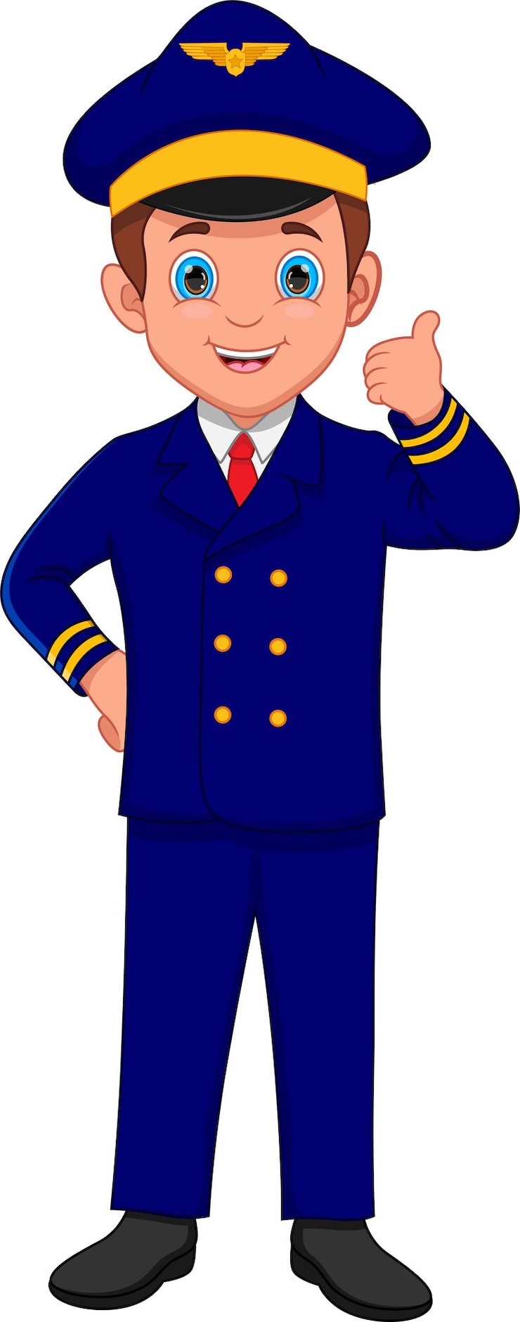 Vecteur dessin animé mignon jeune pilote pouces vers le haut