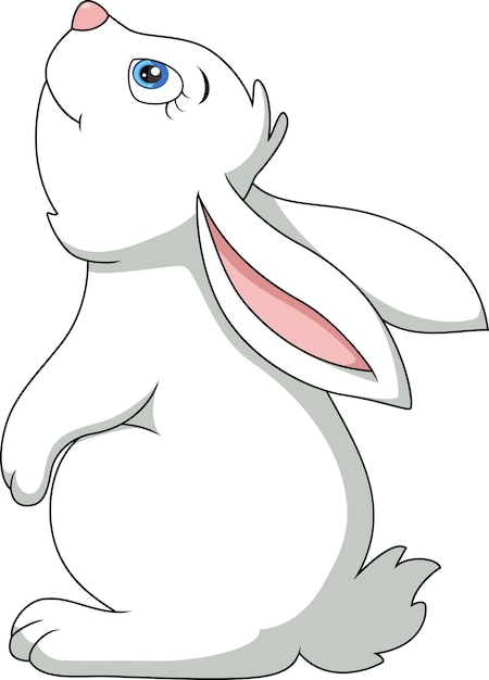 Dessin Animé Mignon Lapin Blanc Sur Fond Blanc