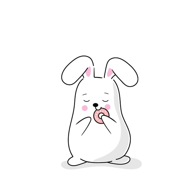 Vecteur dessin animé mignon lapin drôle personnage kawaii bébés animaux enfants clipart vecteur illustrations plates isolés sur fond blanc