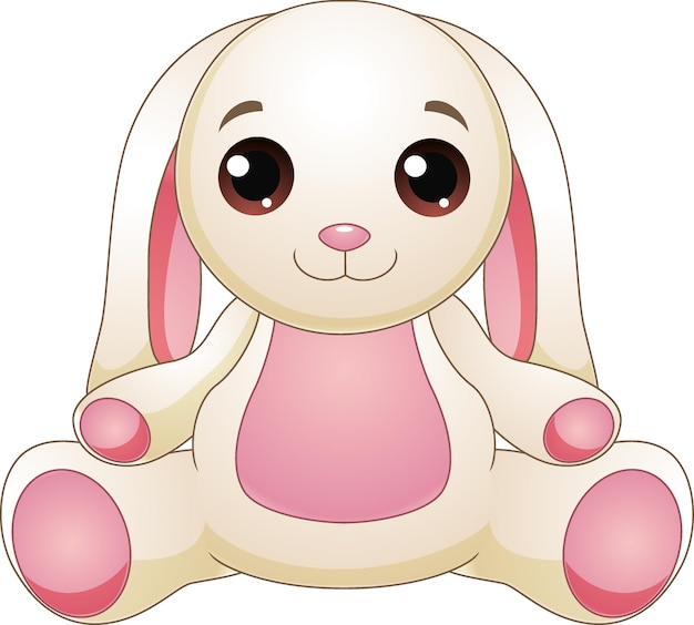 Dessin Animé Mignon Lapin Sur Fond Blanc