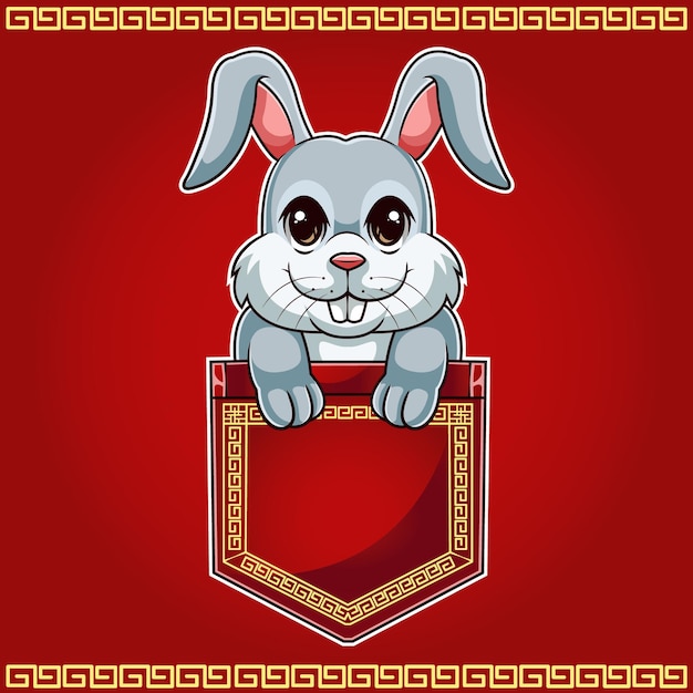 Vecteur dessin animé mignon de lapin avec le thème du zodiaque animal