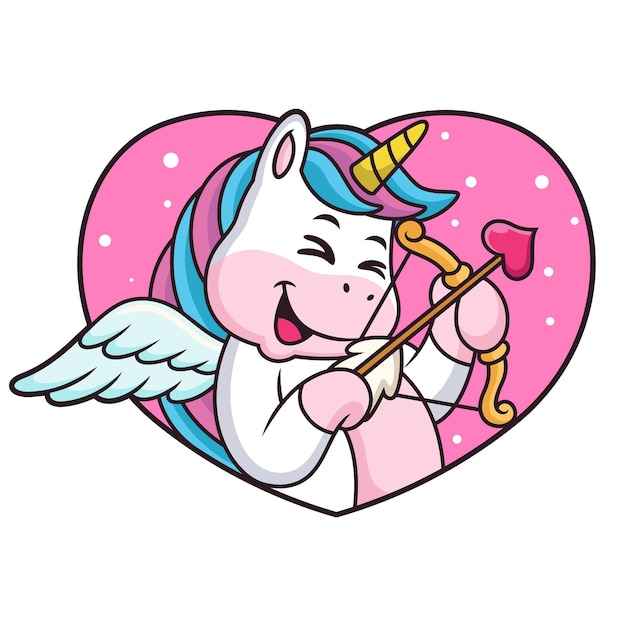 Dessin Animé Mignon De Licorne Avec Des Beignets Sucrés Et De L'amour