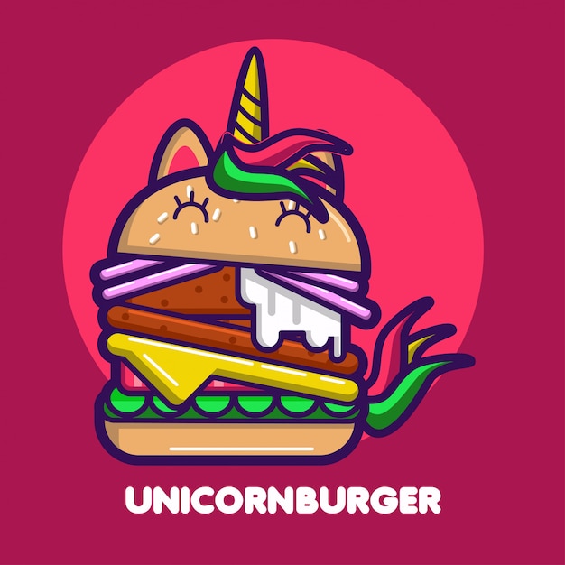 Dessin Animé Mignon De Licorne Burger