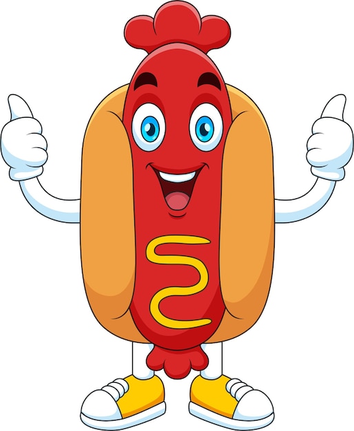 Dessin Animé Mignon De Mascotte De Hot-dog Souriant