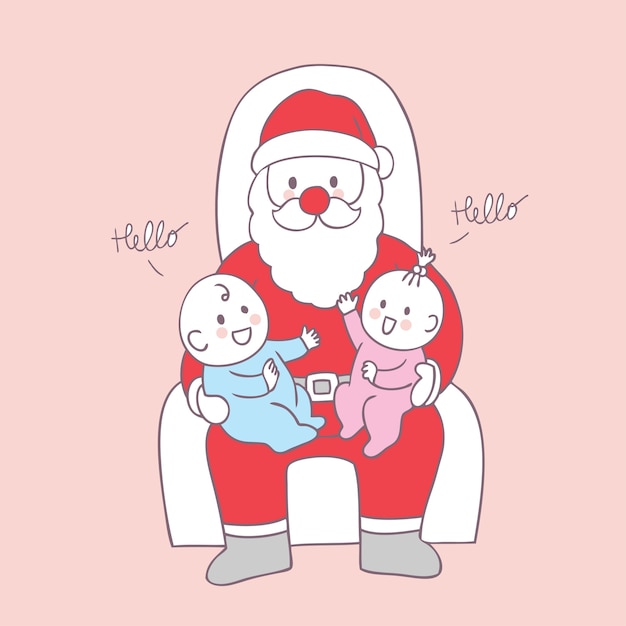 Vecteur dessin animé mignon noël père noël et vecteur de bébé.