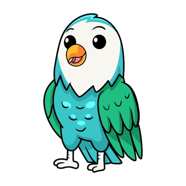 Dessin Animé Mignon Oiseau Bleu Turquoise