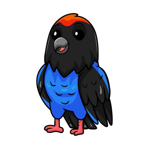 Dessin animé mignon oiseau manakin bleu