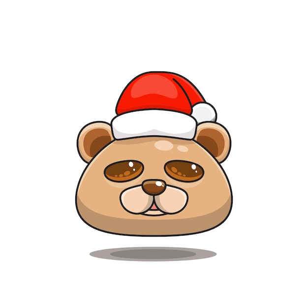 Dessin Animé Mignon Ours Portant Un Bonnet De Noel