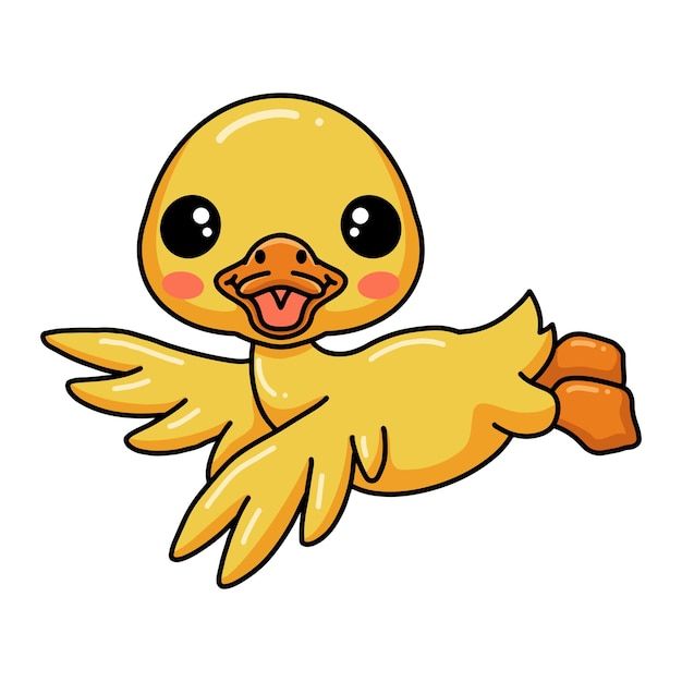 Dessin Animé Mignon Petit Canard Posant