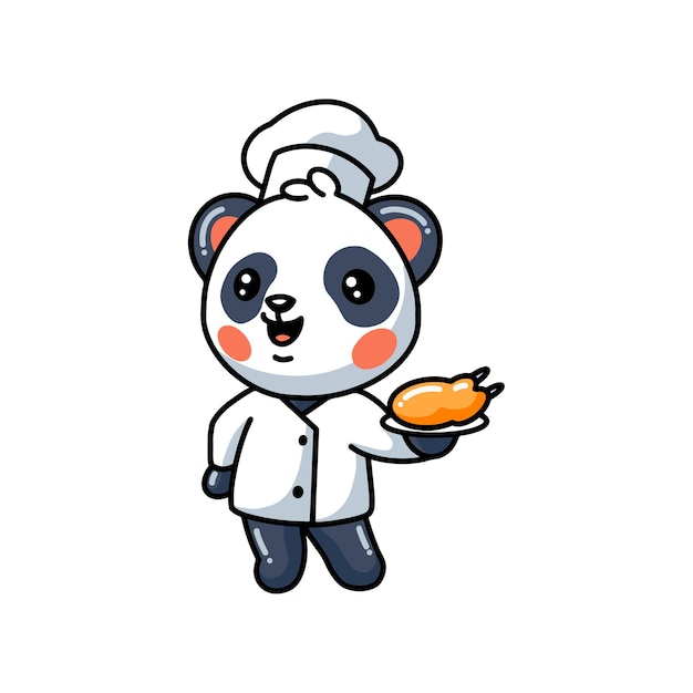 Dessin animé mignon petit chef panda