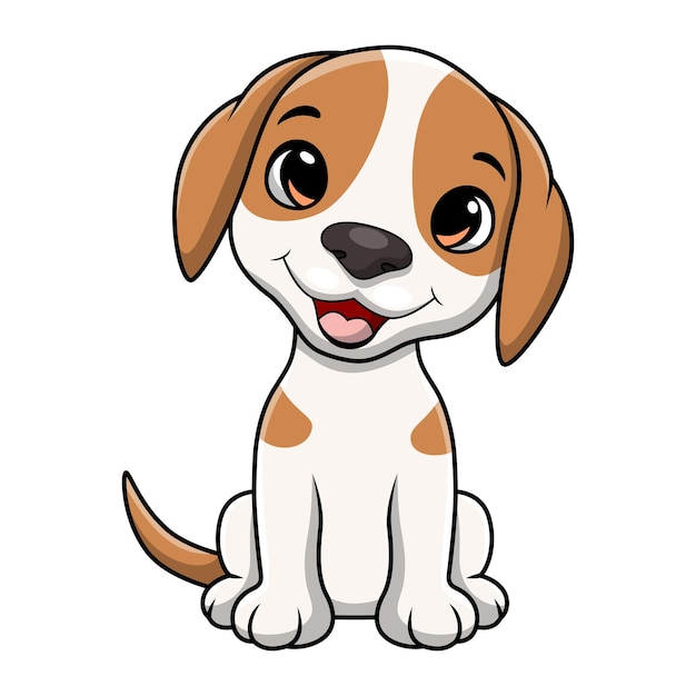 Dessin Animé Mignon Petit Chien Sur Fond Blanc