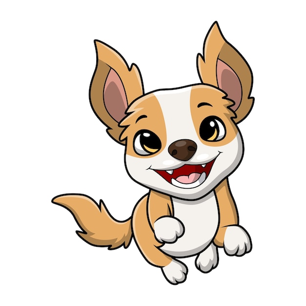 Dessin animé mignon petit chien sur fond blanc