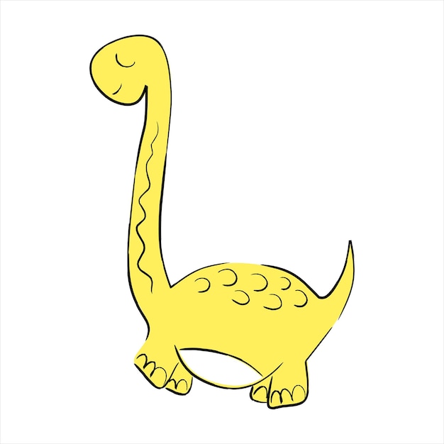 Dessin Animé Mignon Petit Dino Jaune