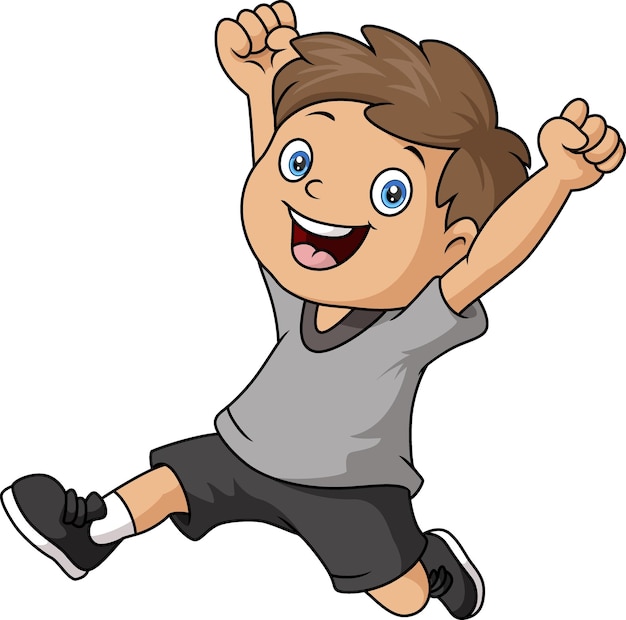 Dessin animé mignon petit garçon sautant