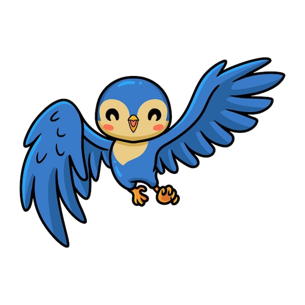 Dessin Animé Mignon Petit Oiseau Bleu Volant