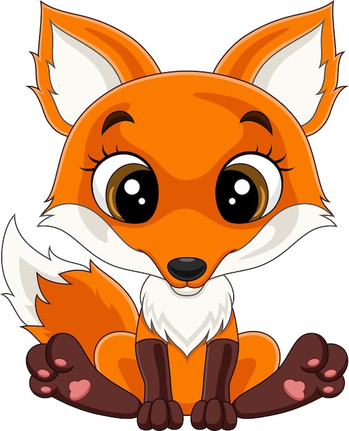 Dessin animé mignon petit renard assis