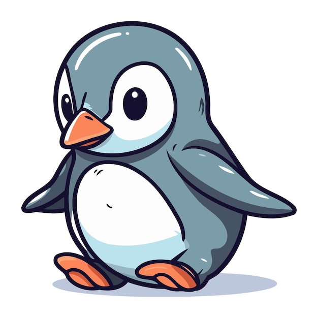 Dessin animé mignon de pingouin isolé sur fond blanc illustration vectoriel