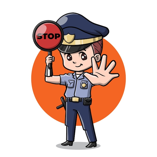 Dessin animé mignon policier