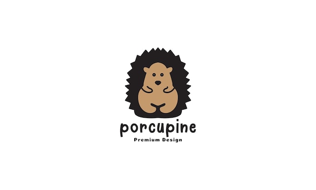 Dessin animé mignon porc-épic logo vecteur icône illustration design