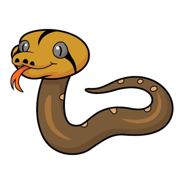 Dessin Animé Mignon Python Réticulé Enfant Doré