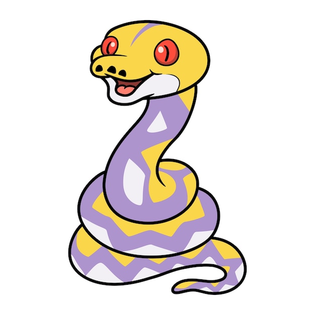 Dessin animé mignon python réticulé lavande