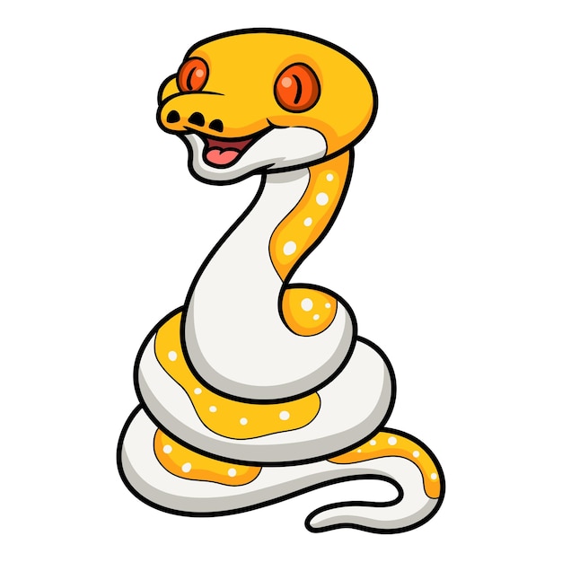 Dessin animé mignon python réticulé pied albinos