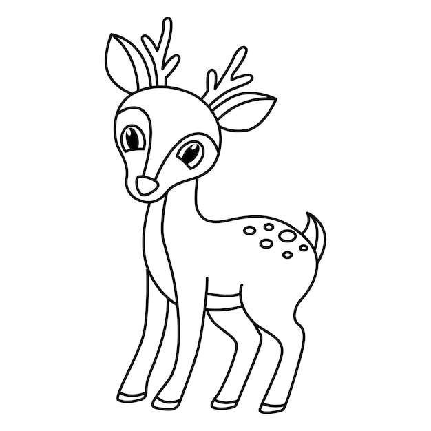 Vecteur dessin animé mignon raindeer vecteur d'illustration de page à colorier pour livre de coloriage pour enfants