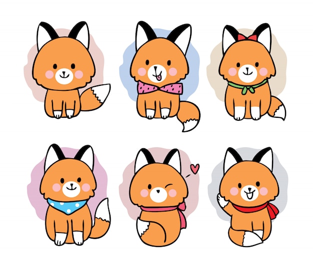 Dessin Animé Mignon Renard Doux