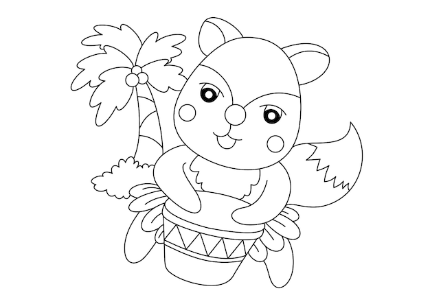 dessin animé mignon renard pour coloriage