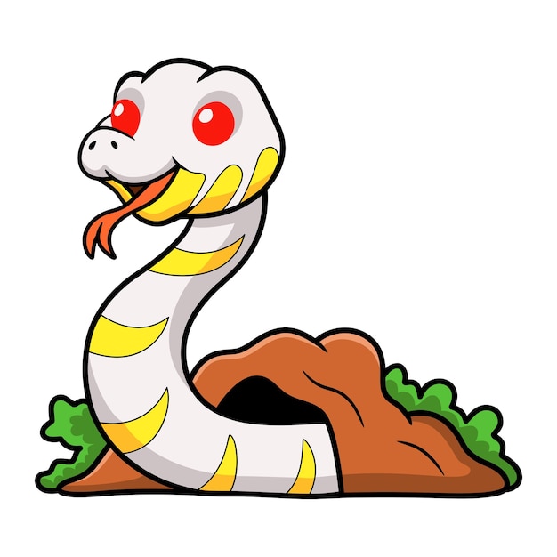 Dessin Animé Mignon De Serpent De Mangrove Albinos Hors Du Trou