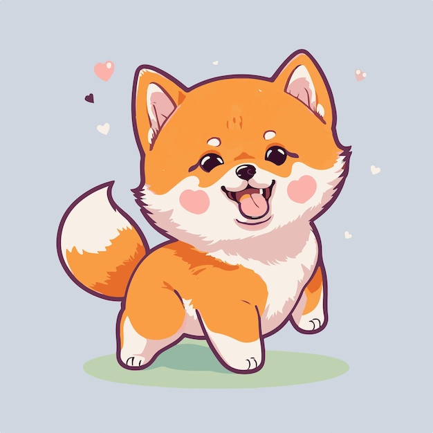 Dessin animé mignon Shiba Inu kawaii