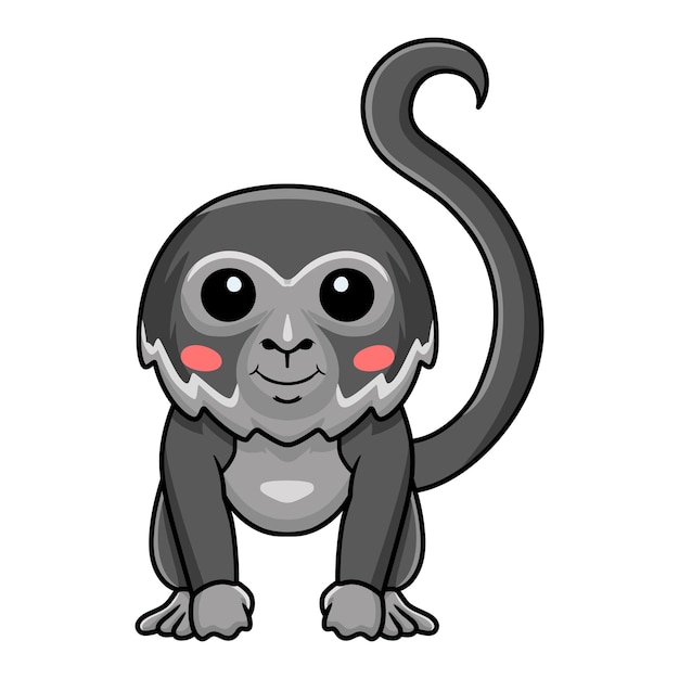 Dessin animé mignon singe araignée noire posant